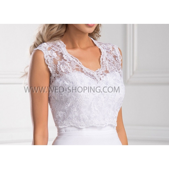 Ärmlös spetstopp bröllop