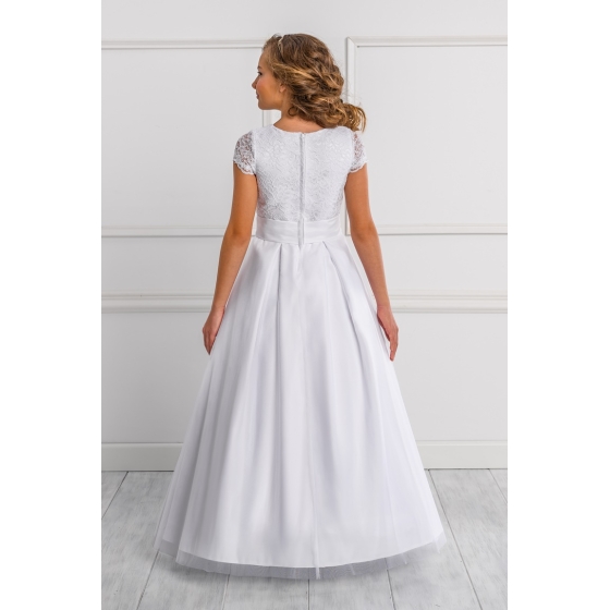 Kommunions Klänning i satin, tüll och spets