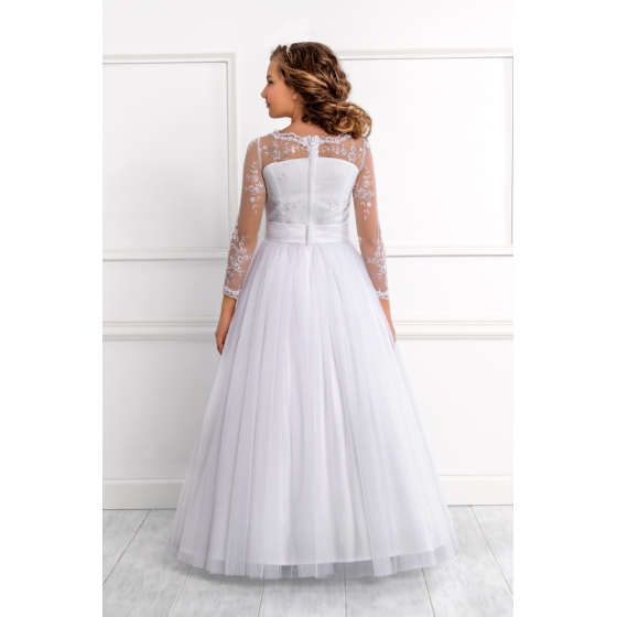 Kommunionsklänning i satin och broderad tüll