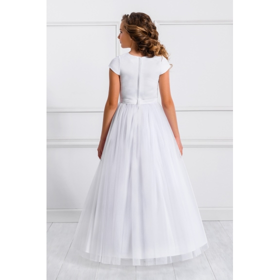 Kommunionsklänning i satin, tüll och broderi