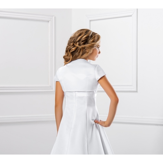 Kortärmad bolero i satin för nattvardsklänning