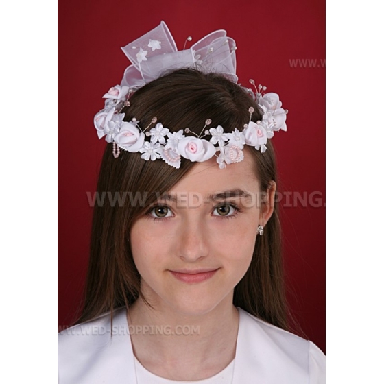 Vitt och rosa Första Kommunions Diadem