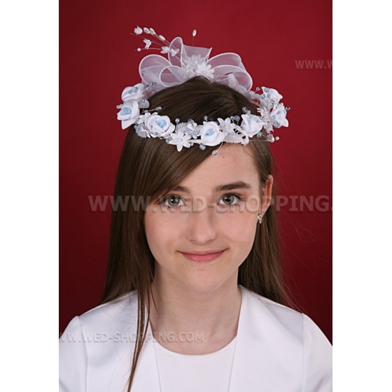 Vit och blå Första kommunions krans