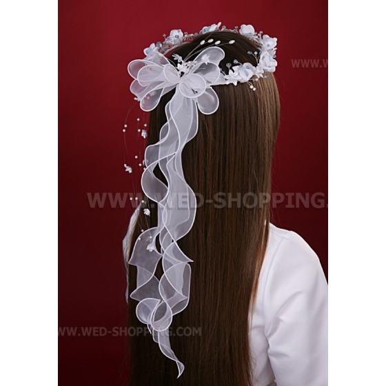 Vit och blå Första kommunions krans