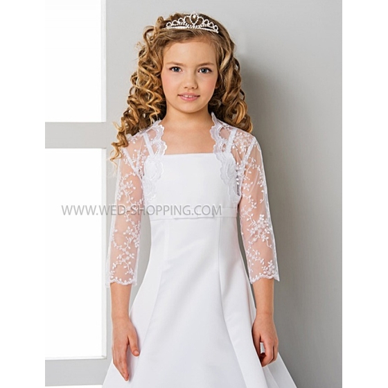 Vit Blomma Flicka Jacka Spets