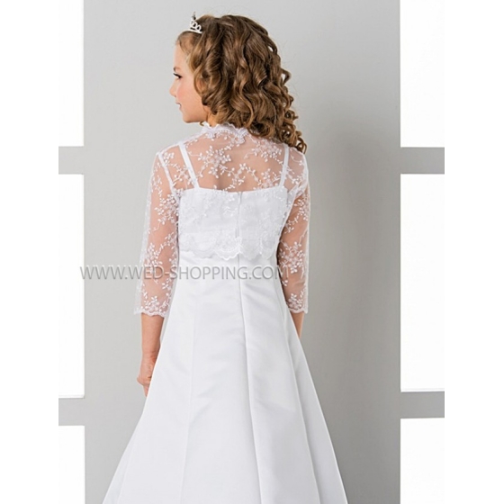 Vit Blomma Flicka Jacka Spets