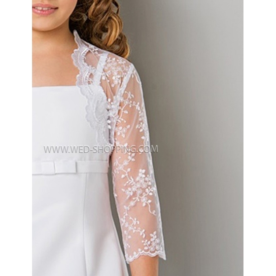 Vit Blomma Flicka Jacka Spets