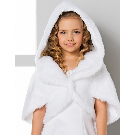 Capa med huva fejkpäls varg