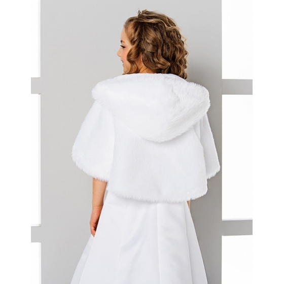 Capa med huva fejkpäls varg