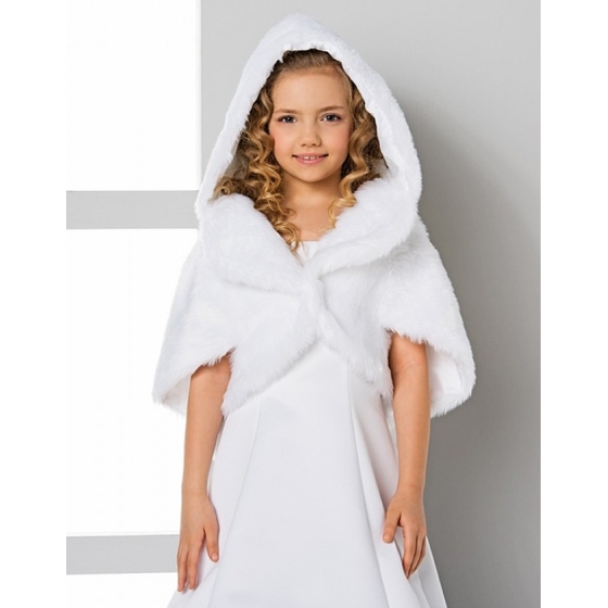 Capa med huva fejkpäls varg