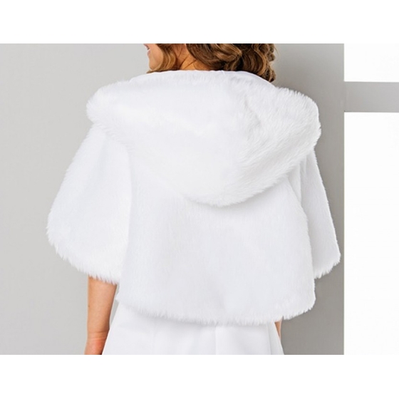 Capa med huva fejkpäls varg