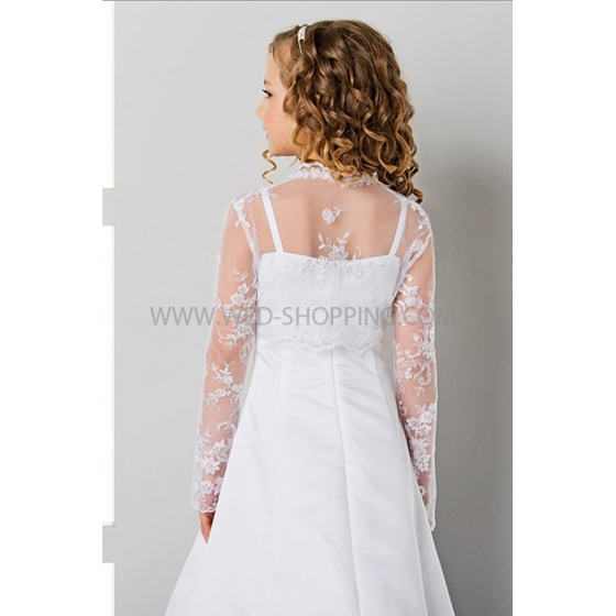 Vit Blomma Flicka Jacka Spets