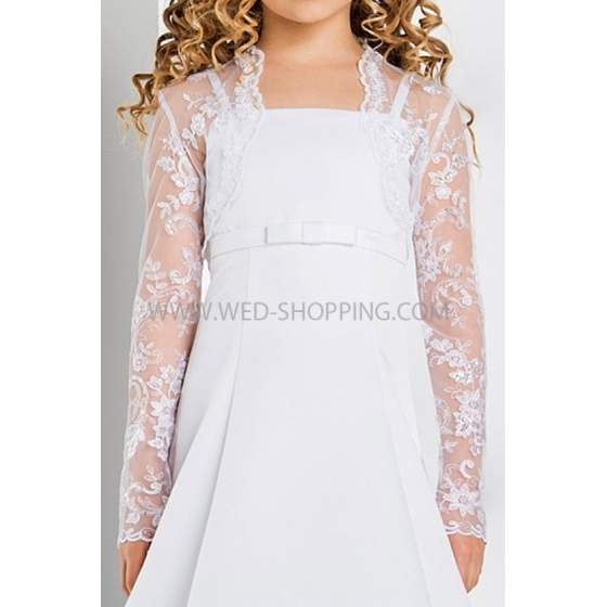 Vit Blomma Flicka Jacka Spets