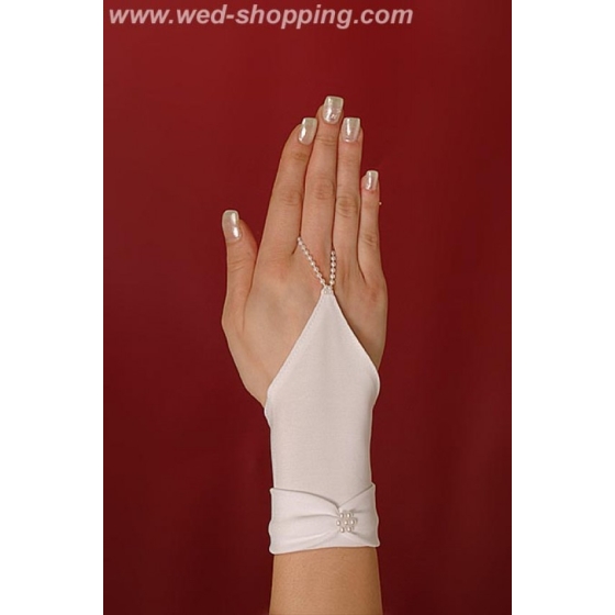 Korta brudhandskar med pärlor blomma eller pärlknapp