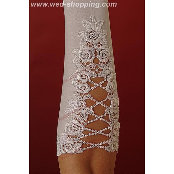 Brudhandskar Satin med Spets