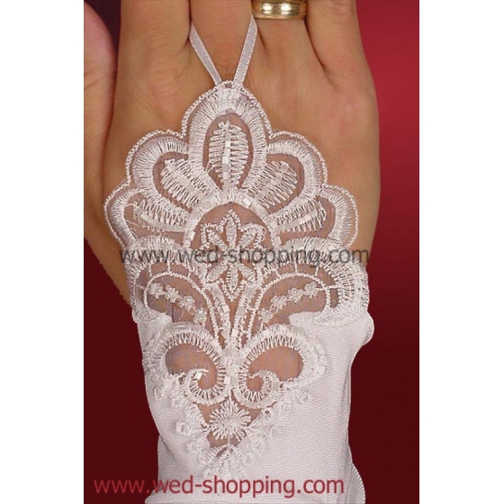 Fingerlösa Brudhandskar med pärlor