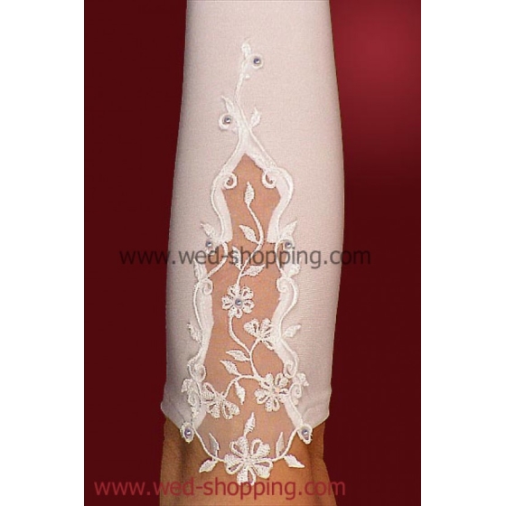 Satin Brudhandskar ned Spets