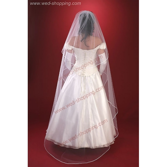 Brudslöja lång 170 cm med kantband