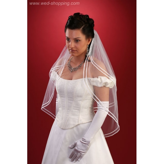 Brudslöja 80 cm med  dubbel kantband