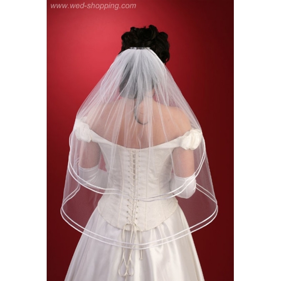 Brudslöja 80 cm med  dubbel kantband