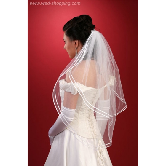 Brudslöja 80 cm med  dubbel kantband