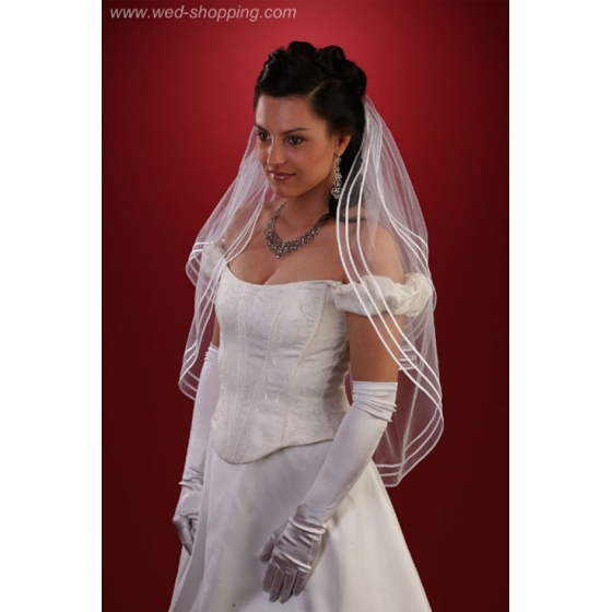 Brudslöja 80 cm med  trippel kantband