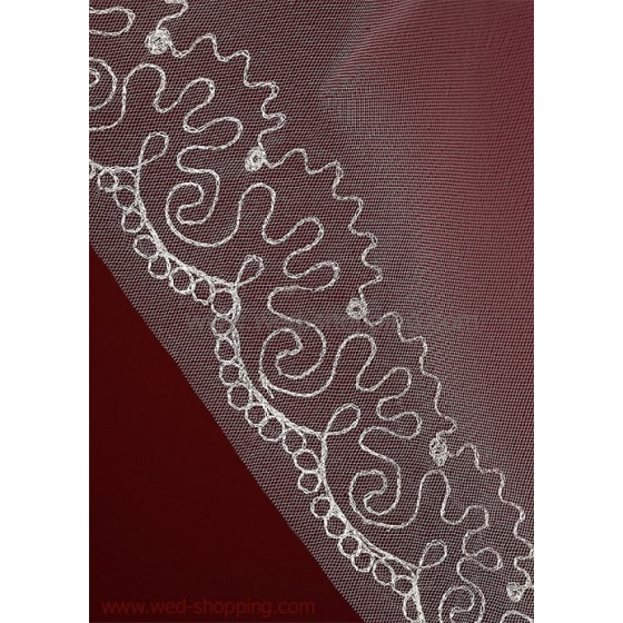 Brudslöja 90 cm med brodyr - vit