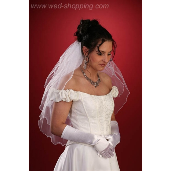 Brudslöja 3 lager 70/60/50 cm vågig kant