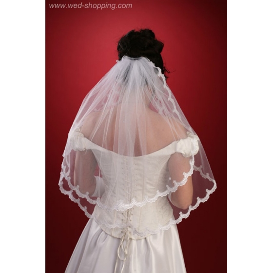 Brudslöja 70 cm med  spets