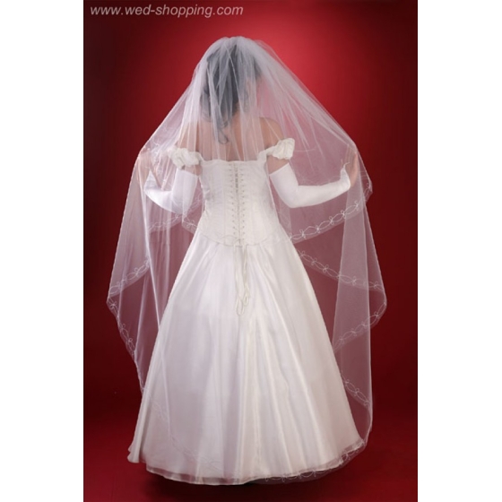 Brudslöja lång 170 cm med brodyr