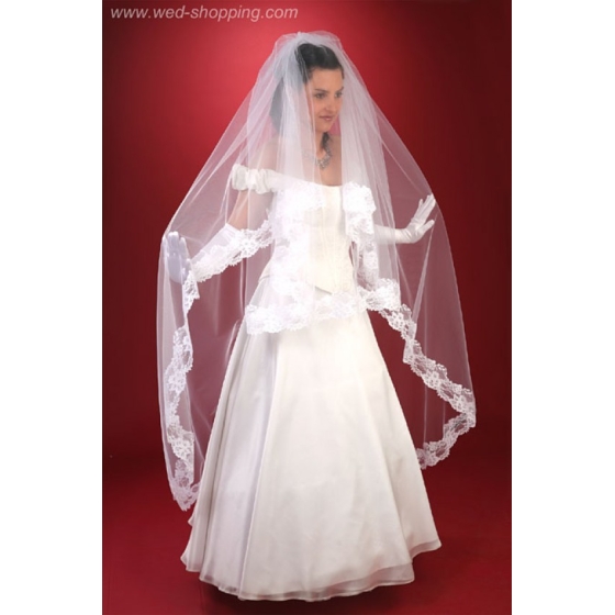 Slöja lång med spets