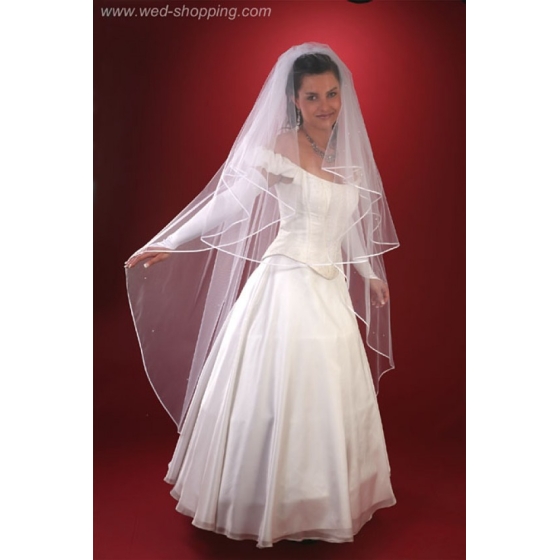 Brudslöja lång 170 cm med pärlor