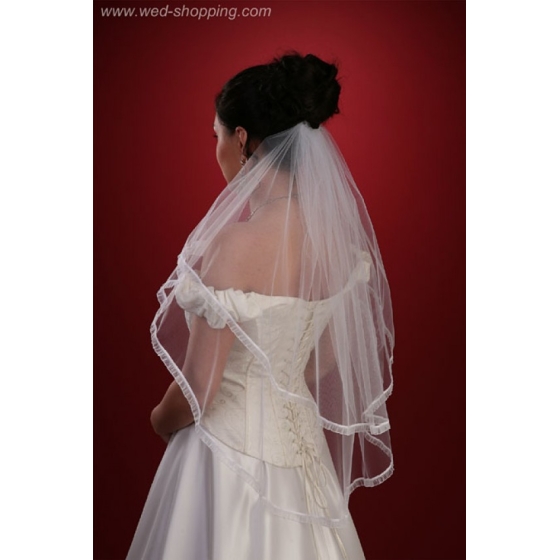 Brudslöja 80 cm - chiffon band