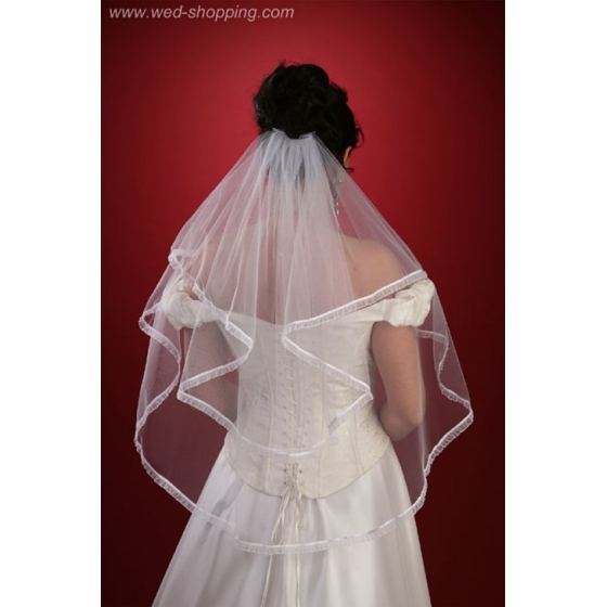 Brudslöja 80 cm - chiffon band