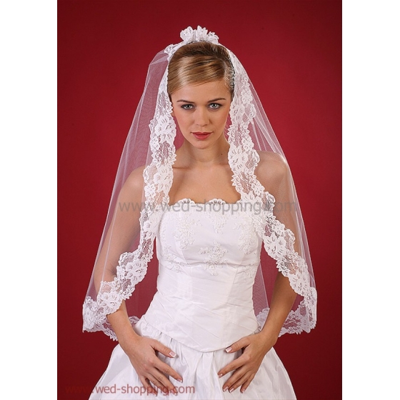 Brudslöja 80 cm med  spets