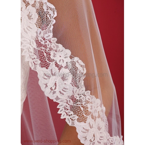 Brudslöja 80 cm med  spets