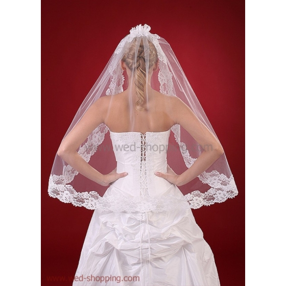 Brudslöja 80 cm med  spets