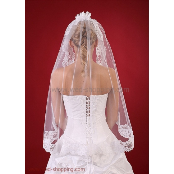 Brudslöja 80 cm med  spets