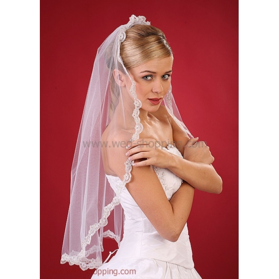 Brudslöja 80 cm med  spets