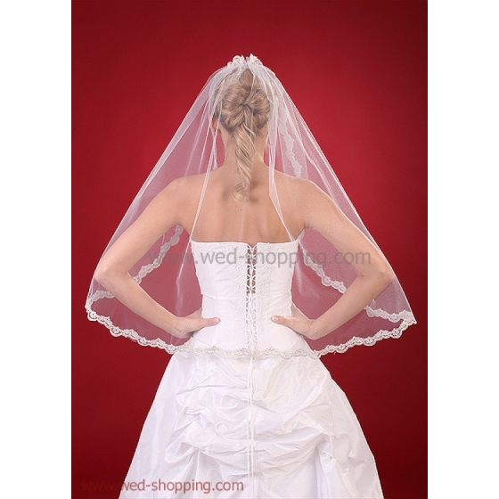 Brudslöja 80 cm med  spets