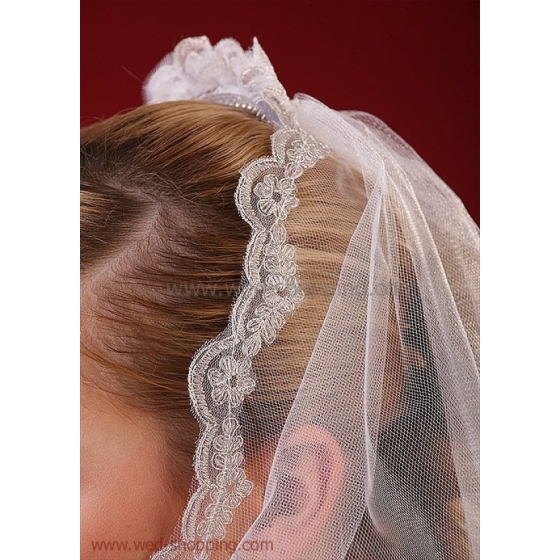 Brudslöja 80 cm med  spets