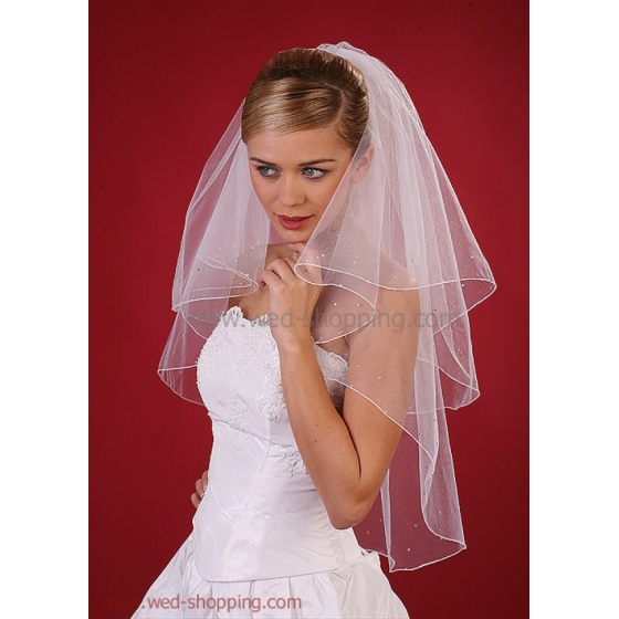 Brudslöja lång 80 cm med kristaller