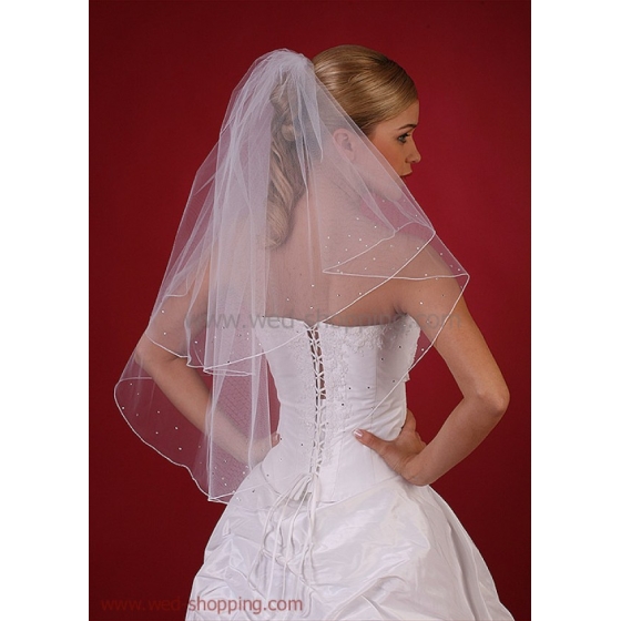 Lång Brudslöja 80 cm med kristaller