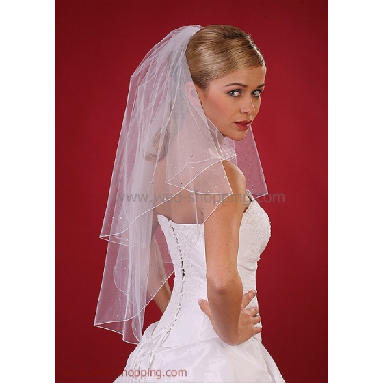 Lång Brudslöja 80 cm med kristaller