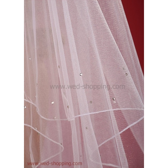 Lång Brudslöja 80 cm med kristaller