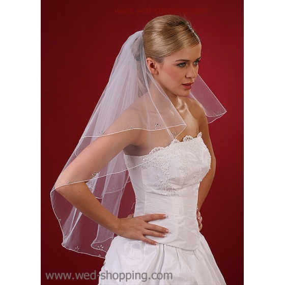 Brudslöja med kristaller och penn kant