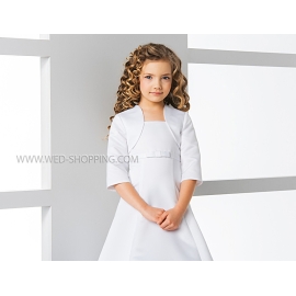 Boléro enfant en satin cortege mariage manches longues