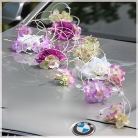 Déco Set  de voiture mariage  rose et Blanches