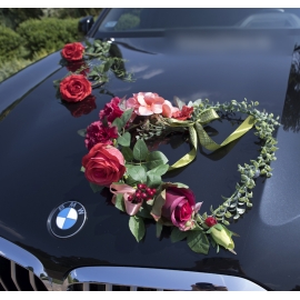 Grand cœur floral Zara pour voiture de mariage