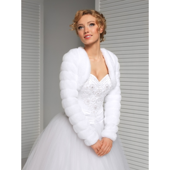 Boléro de mariée en fausse fourrure